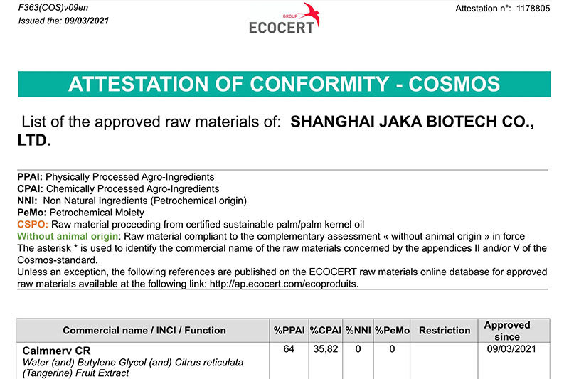 Calmnerv CR has been approved with COSMOS-standard